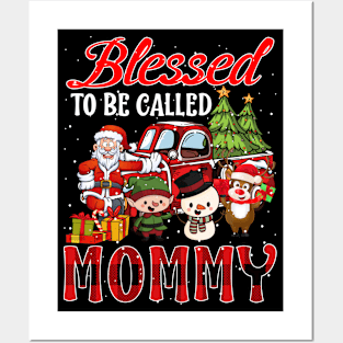 Blessed To Be Called Mommy Christmas Buffalo Plaid Truck Posters and Art